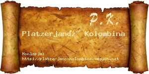 Platzerjanó Kolombina névjegykártya